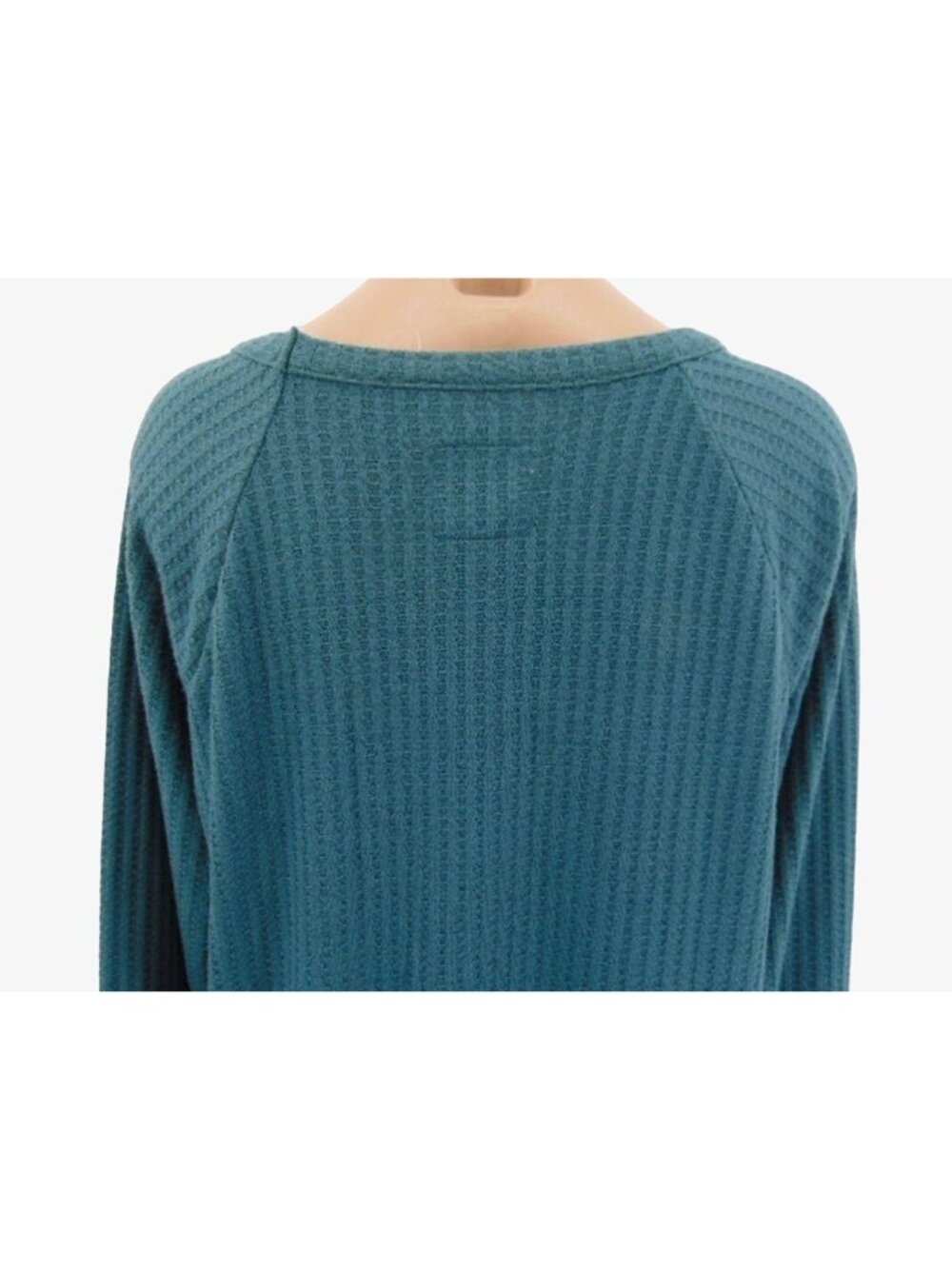 Chaser Green Waffle Knit Tunic Shirt XL Round Neck Button Cuffs Long Sleeve - Picture 8 of 9